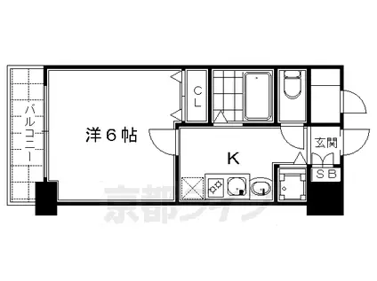 京阪電気鉄道京阪線 七条駅 徒歩2分 7階建 築17年(1K/1階)の間取り写真