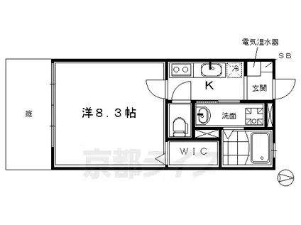 山陰本線 丹波口駅 徒歩10分 2階建 築17年(1K/1階)の間取り写真