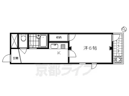東海道本線 西大路駅 徒歩15分 4階建 築38年(1K/2階)の間取り写真