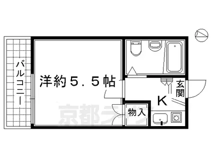 東海道本線 西大路駅 徒歩19分 2階建 築36年(1K/2階)の間取り写真