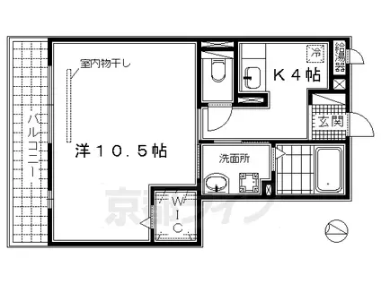 京都市烏丸線 十条駅(京都市営) 徒歩6分 3階建 築17年(1K/1階)の間取り写真