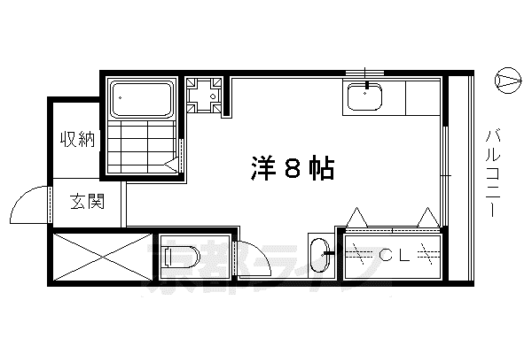 山陰本線 丹波口駅 徒歩9分 2階建 築25年(ワンルーム/2階)の間取り写真