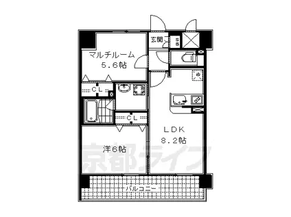 京阪電気鉄道京阪線 七条駅 徒歩5分 5階建 築17年(2LDK/3階)の間取り写真
