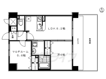 京阪電気鉄道京阪線 七条駅 徒歩5分 5階建 築17年(2LDK/1階)の間取り写真