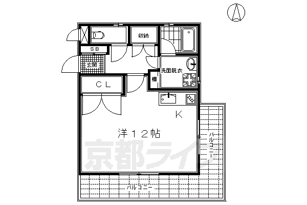 東海道本線 京都駅 徒歩5分 3階建 築20年(ワンルーム/2階)の間取り写真