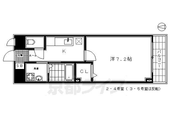京阪電気鉄道京阪線 七条駅 徒歩9分 4階建 築16年(1K/2階)の間取り写真