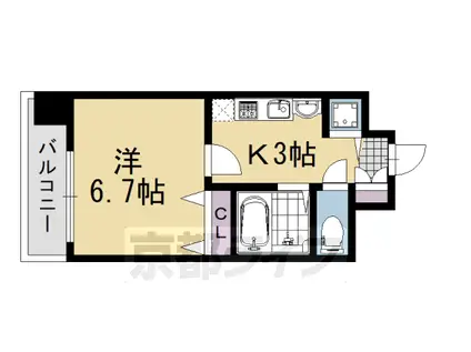 山陰本線 丹波口駅 徒歩9分 7階建 築16年(1K/5階)の間取り写真