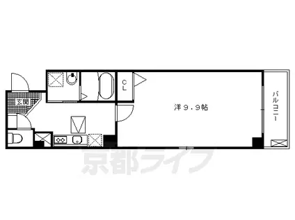 近鉄京都線 東寺駅 徒歩4分 8階建 築15年(1K/5階)の間取り写真