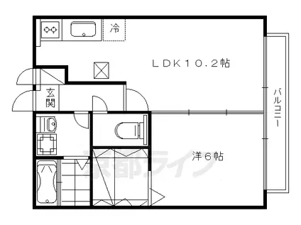 近鉄京都線 竹田駅(京都) 徒歩23分 2階建 築16年(1LDK/2階)の間取り写真