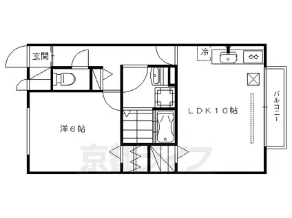 近鉄京都線 竹田駅(京都) 徒歩23分 2階建 築16年(1LDK/1階)の間取り写真