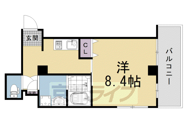 山陰本線 丹波口駅 徒歩11分 8階建 築16年(1DK/8階)の間取り写真