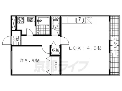 久御山ファーストマンション(1LDK/4階)の間取り写真
