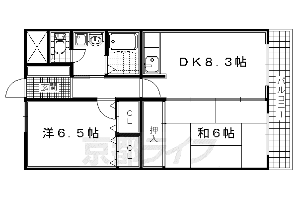 京阪電気鉄道宇治線 黄檗駅(京阪) 徒歩15分 3階建 築30年(2LDK/1階)の間取り写真