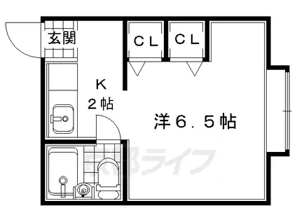 近鉄京都線 伊勢田駅 徒歩2分 2階建 築38年(1K/1階)の間取り写真