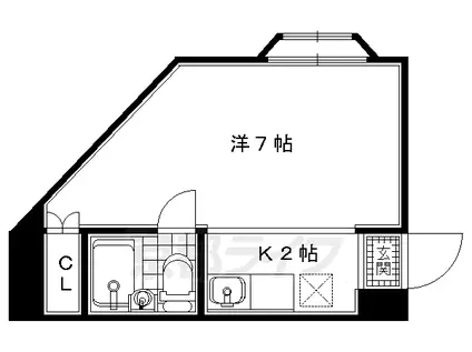 近鉄京都線 大久保駅(京都) 徒歩4分 5階建 築33年(1K/3階)の間取り写真