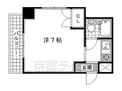 近鉄京都線 小倉駅(京都) 徒歩9分 4階建 築33年(1K/3階)の間取り写真