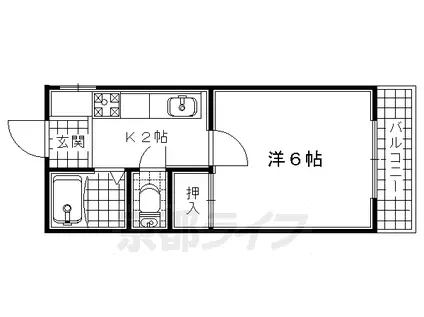 近鉄京都線 寺田駅(京都) 徒歩12分 2階建 築30年(1K/2階)の間取り写真