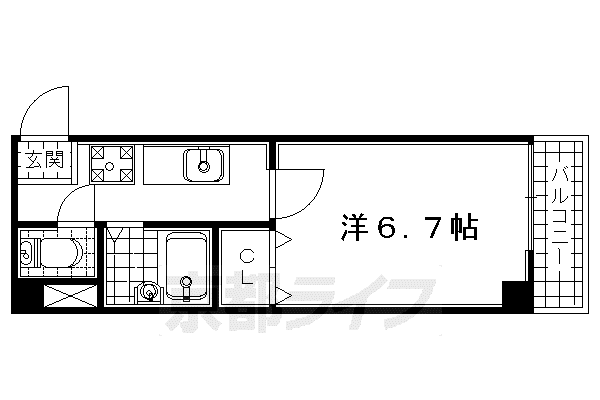 奈良線 宇治駅(ＪＲ) 徒歩4分 4階建 築27年(1K/3階)の間取り写真