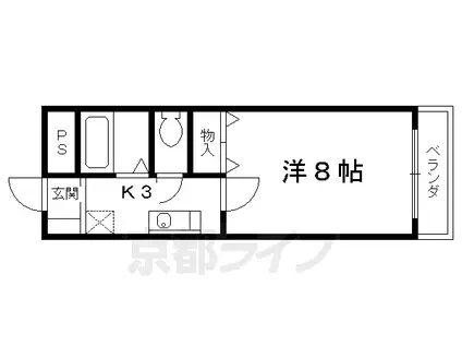 京阪電気鉄道宇治線 木幡駅(京阪) 徒歩3分 3階建 築32年(1K/3階)の間取り写真