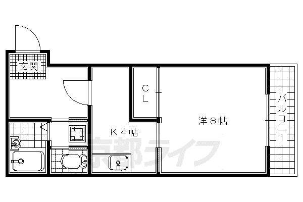 京阪電気鉄道宇治線 木幡駅(京阪) 徒歩1分 2階建 築33年(1K/1階)の間取り写真