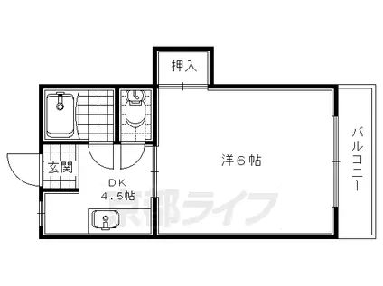近鉄京都線 伊勢田駅 徒歩2分 2階建 築44年(1K/1階)の間取り写真