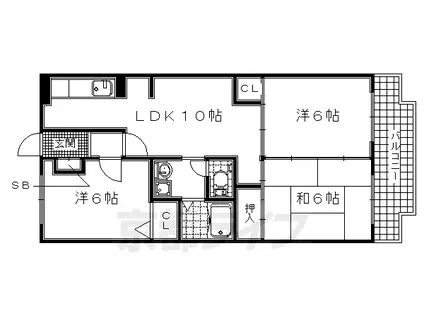 近鉄京都線 伊勢田駅 徒歩11分 4階建 築28年(3LDK/1階)の間取り写真