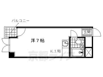近鉄京都線 大久保駅(京都) 徒歩4分 3階建 築38年(ワンルーム/2階)の間取り写真