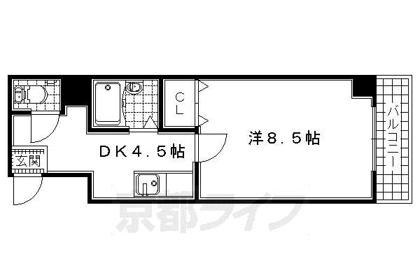 近鉄京都線 大久保駅(京都) 徒歩8分 3階建 築29年(1K/2階)の間取り写真