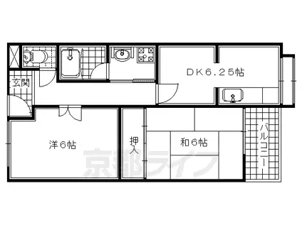 ヴァンドーム桂(2DK/3階)の間取り写真
