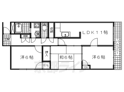 アーチスト島田(3LDK/1階)の間取り写真