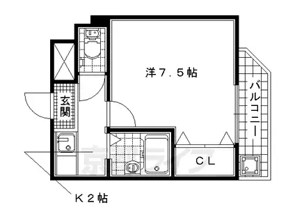 近鉄京都線 伊勢田駅 徒歩10分 3階建 築30年(1K/3階)の間取り写真