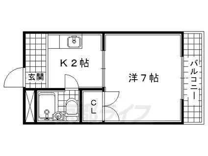 ハイツ池本1(1K/2階)の間取り写真