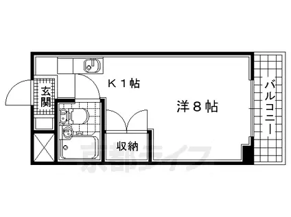 近鉄京都線 寺田駅(京都) 徒歩6分 3階建 築39年(ワンルーム/3階)の間取り写真