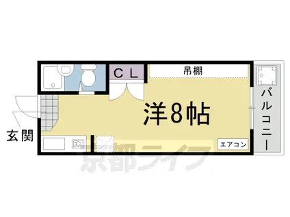 近鉄京都線 久津川駅 徒歩7分 2階建 築38年(ワンルーム/1階)の間取り写真