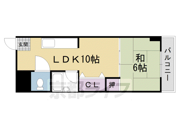 奈良線 城陽駅 徒歩7分 4階建 築42年(1LDK/2階)の間取り写真