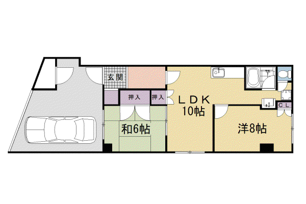 奈良線 城陽駅 徒歩7分 4階建 築42年(2LDK/1階)の間取り写真