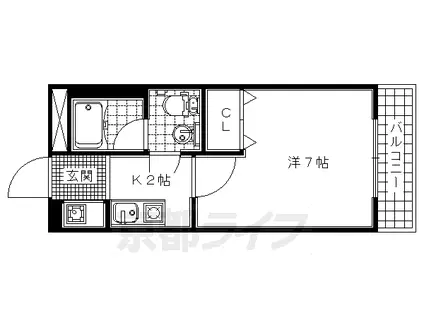 京阪電気鉄道宇治線 木幡駅(京阪) 徒歩9分 3階建 築39年(1K/1階)の間取り写真
