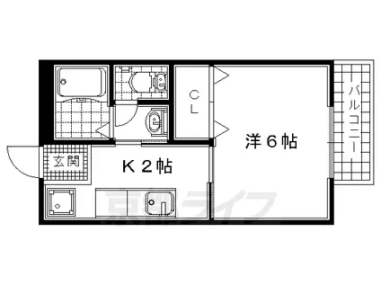 京阪電気鉄道宇治線 宇治駅(京阪) 徒歩3分 2階建 築28年(1K/2階)の間取り写真
