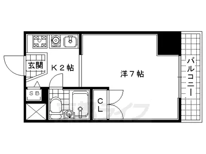 近鉄京都線 小倉駅(京都) 徒歩2分 6階建 築32年(1K/3階)の間取り写真