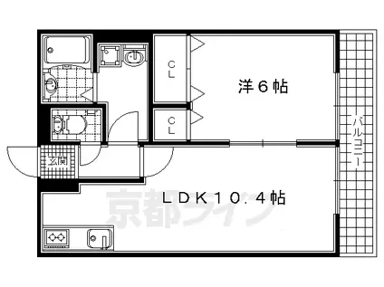 奈良線 長池駅 徒歩7分 2階建 築17年(1LDK/1階)の間取り写真