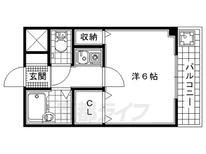 近鉄京都線 久津川駅 徒歩7分 3階建 築29年(1K/2階)の間取り写真