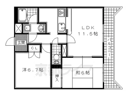 サンライズ城陽(2LDK/3階)の間取り写真