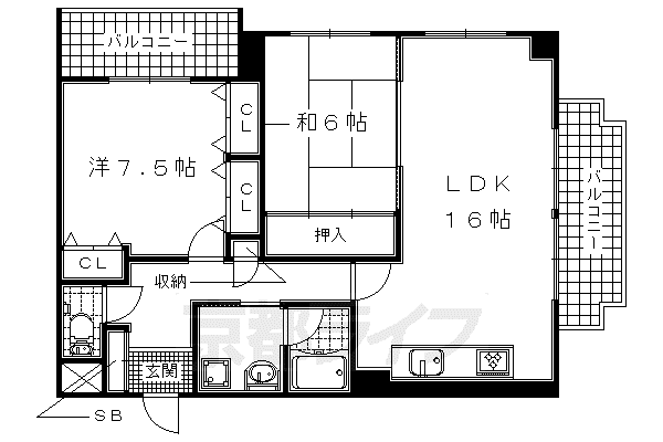 ハウスエバーグリーン(2LDK/3階)の間取り写真