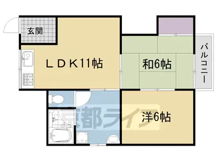 奈良線 宇治駅(ＪＲ) 徒歩10分 2階建 築30年(2LDK/2階)の間取り写真