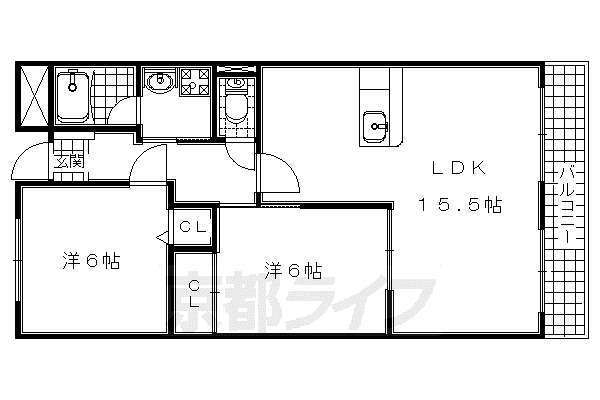 京阪電気鉄道京阪線 石清水八幡宮駅 徒歩27分 3階建 築25年(2LDK/2階)の間取り写真