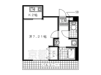 近鉄京都線 小倉駅(京都) 徒歩4分 3階建 築22年(1K/2階)の間取り写真
