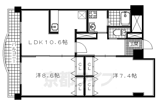 クイーンズコート久津川(2LDK/2階)の間取り写真