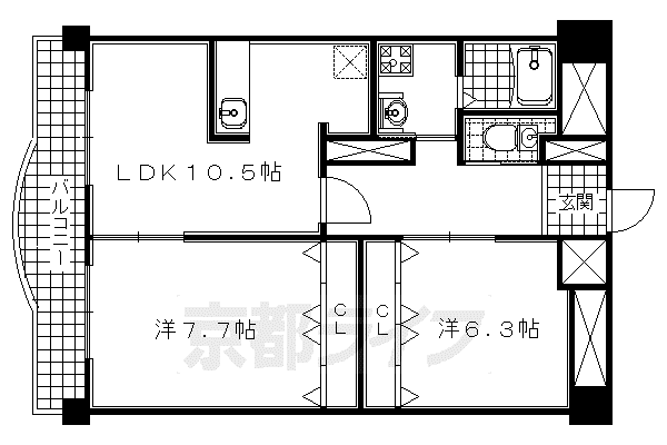近鉄京都線 久津川駅 徒歩8分 4階建 築22年(2LDK/1階)の間取り写真