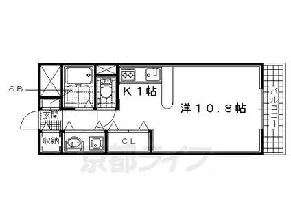 近鉄京都線 伊勢田駅 徒歩2分 4階建 築25年(ワンルーム/1階)の間取り写真