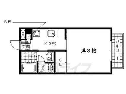 片町線 ＪＲ三山木駅 徒歩8分 2階建 築24年(1K/1階)の間取り写真